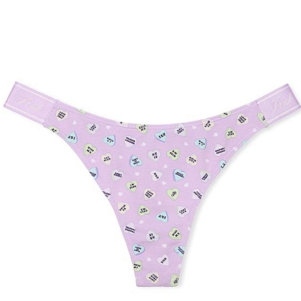 Valentines PINK Victoria's Secret Lavender candy heart  Patterned Panties